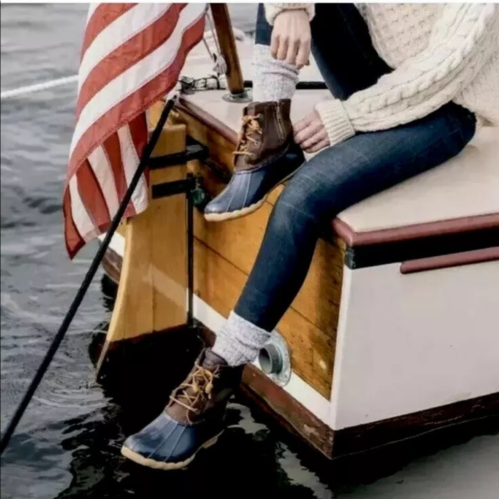 Sperry saltwater woman’s brown leather rain boots